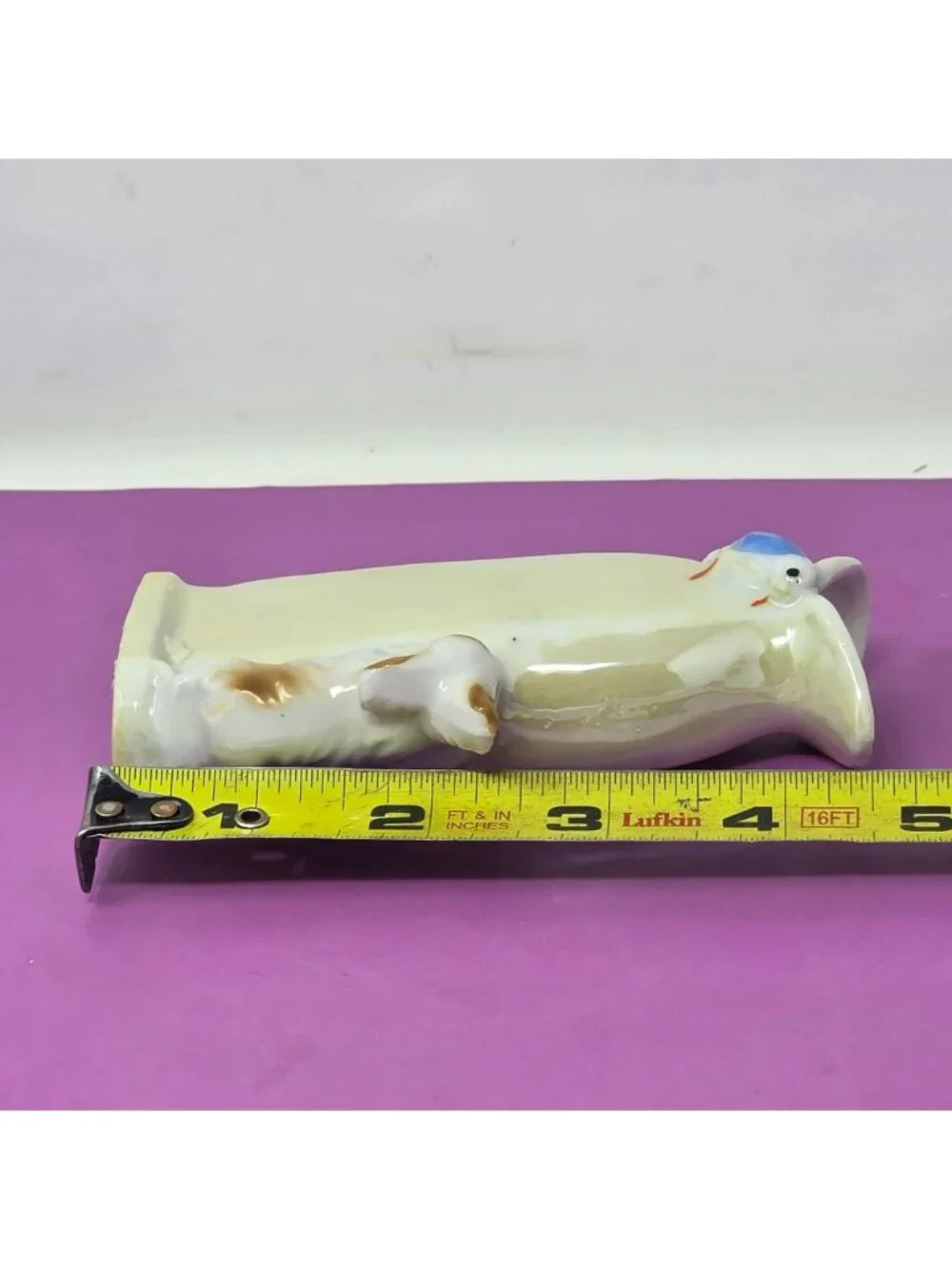 Vintage Hand-Painted Ceramic Bud Vases With Boy & Dog Designs Tall Set Of 2